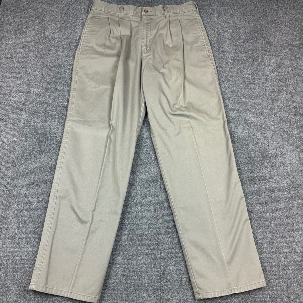 Vintage Duxbak Men Pleated Chino Pants Khak Twill Size 31x30 Outdoor Classic